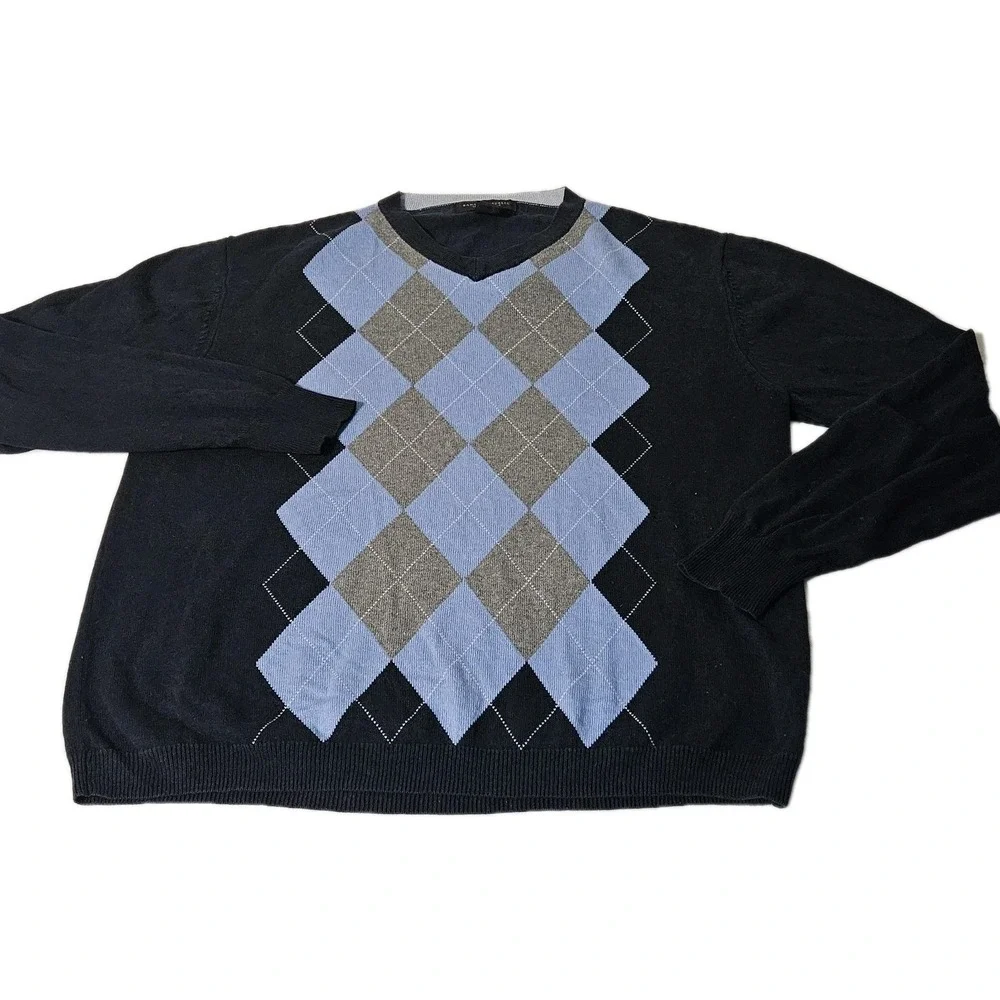 Sweater Silk Cashmere Argyle Fast Shipping! Banana Republic L Large Men's‎